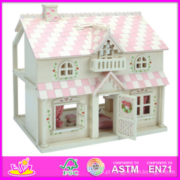 Brinquedo de madeira da casa de boneca dos miúdos 2014 novos, casa de boneca de madeira das crianças encantadoras populares, casa de boneca de madeira W06A041 da princesa DIY de Beartiful